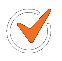 Orange check mark inside white circle.