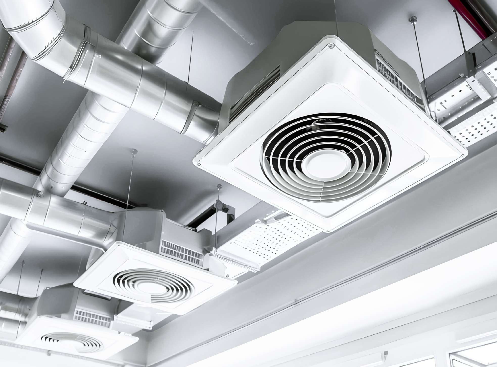 Ceiling HVAC ducts and cassette air vents