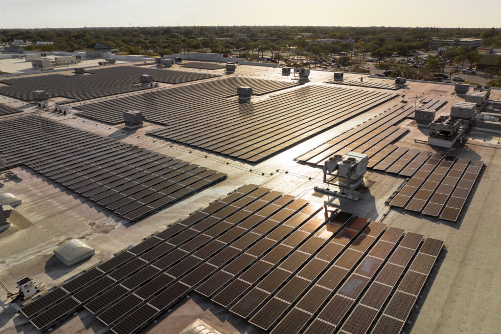 Rooftop covered with solar panels