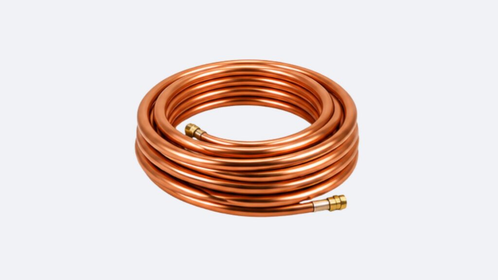 Coiled copper tubing with brass fittings