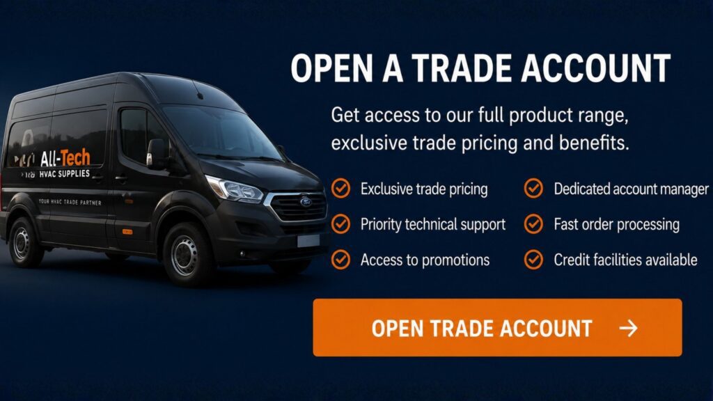 Open trade account advertisement with company van