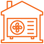Building icon with globe and checkmark