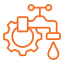 Automation workflow icon with gear and nodes